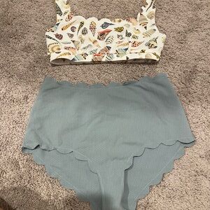 Marysia Swim Textured Scalloped Bikini in Light Blue